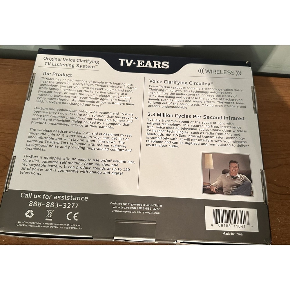 TV EARS Original Analog Voice Clarifying TV Listening System Wireless 11641 NEW! - Picture 2 of 3